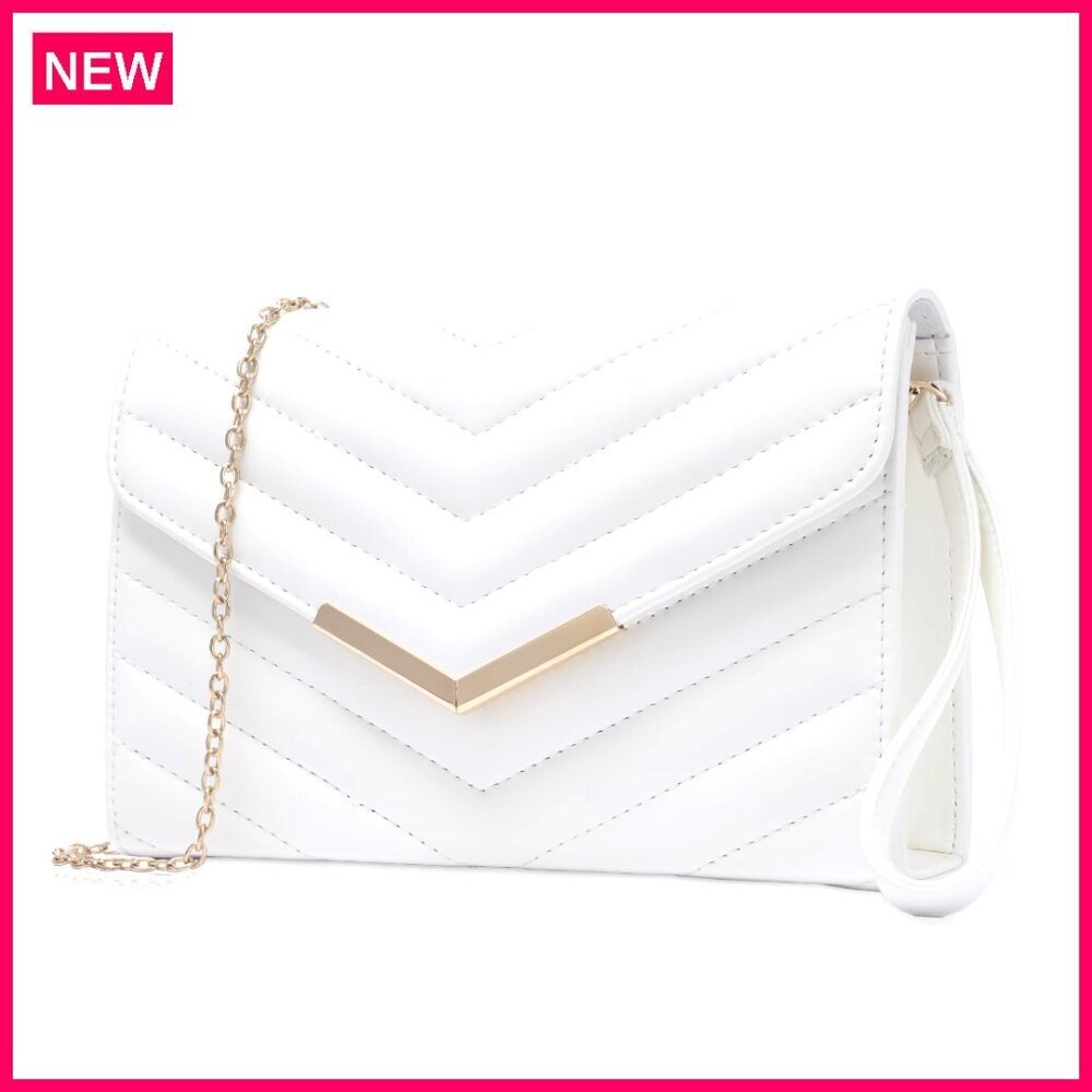 Black Patent Evening Clutch with Rhinestone Bow and Chain Strap
